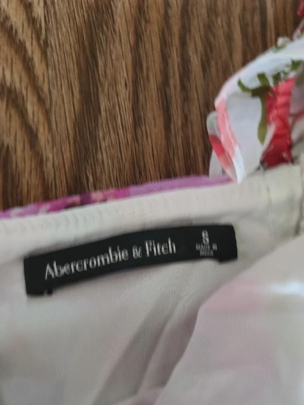 Abercrombie & Fitch White Floral High-Low Dress with Pink & Red Blooms